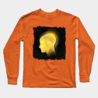 thinking luminous golden head brain Long Sleeve T-Shirt